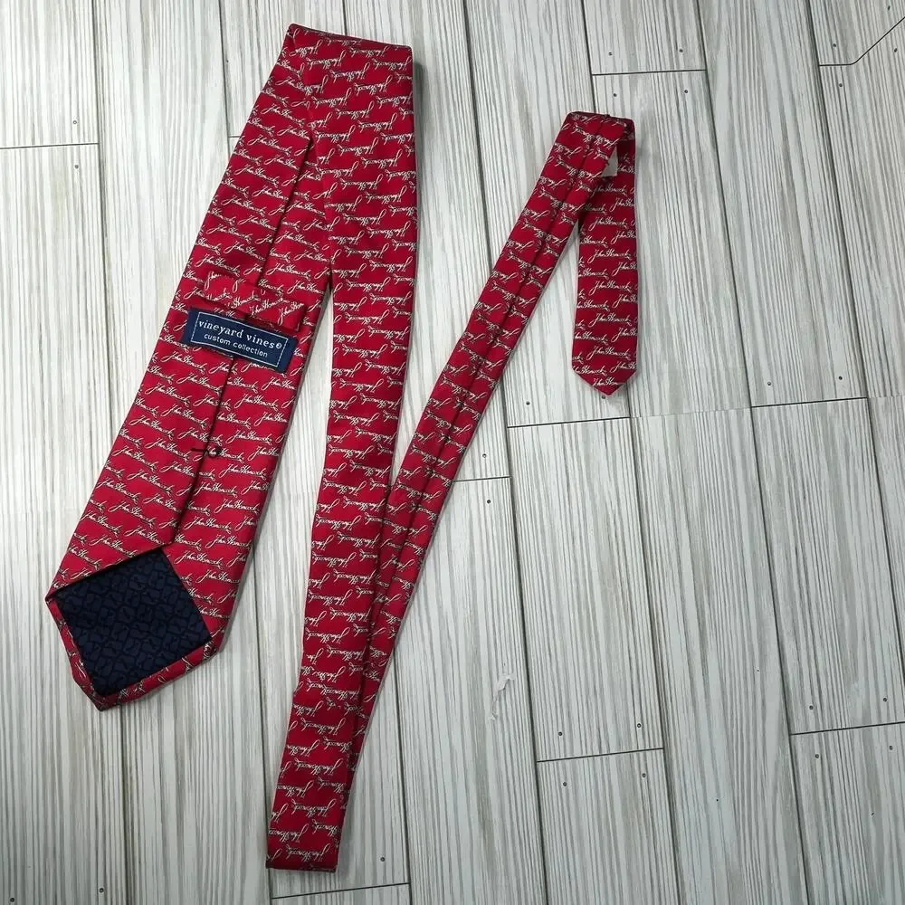 Vineyard‎ Vines Men's Custom Collection John Hancock Red Silk Tie Made in USA